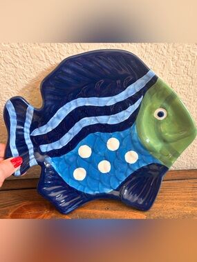 Blue Decorative Fish Plate - Blue